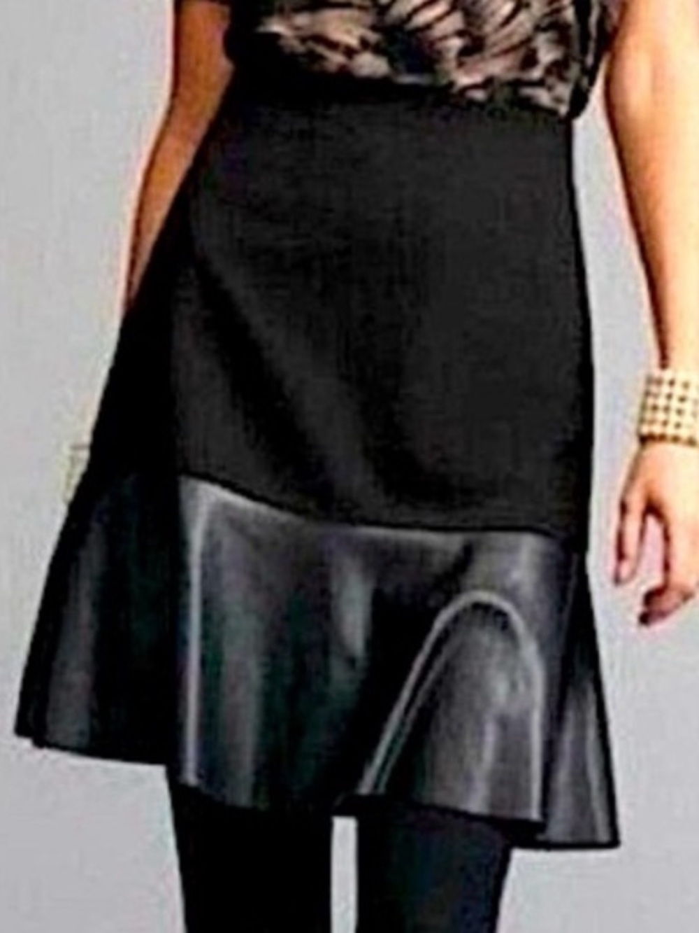 CAbi Black Faux Leather Flip Skirt 3405 Sz XS